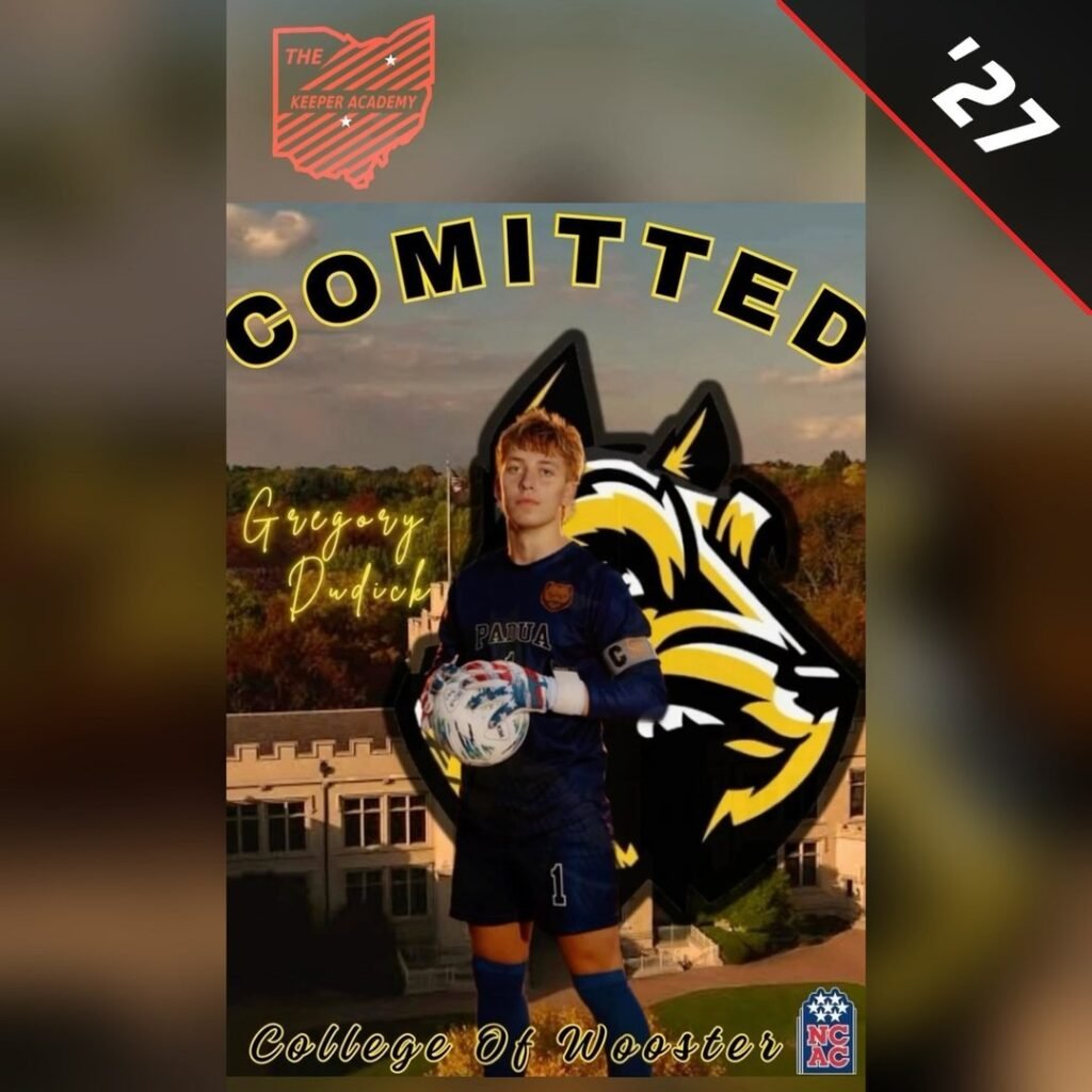 Gregory Dudick, 2027 goalkeeper commit to the College of Wooster